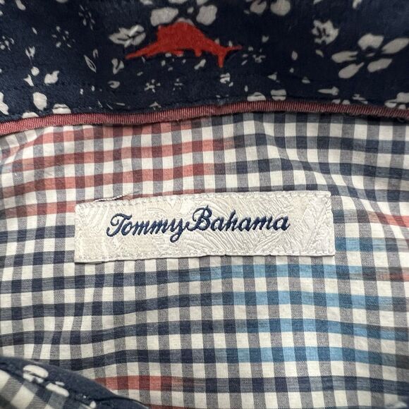 Tommy Bahama Button-Up Long Sleeve Shirt Men's XL Blue & Red Check Pima Cotton - Picture 2 of 8